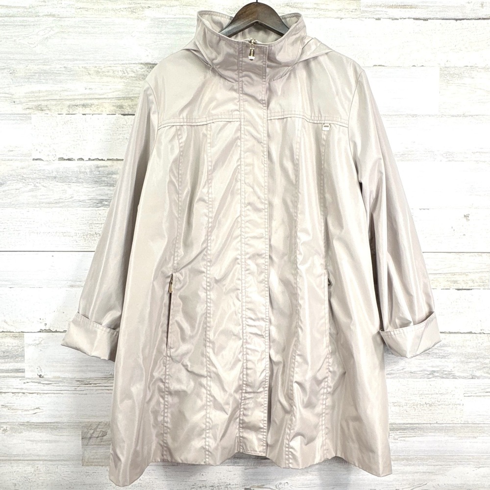 Ellen Tracy Light Beige Hooded Anorak Jacket